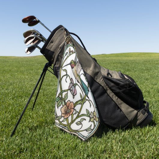 Elegant hummingbird artwork botanical boho chic golfhanddoek (Groen)