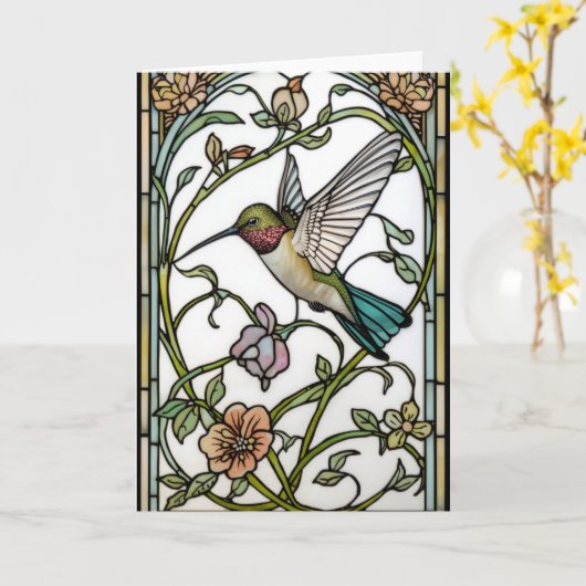 Elegant hummingbird artwork botanical boho chic kaart (Gele Bloem)