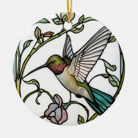 Elegant hummingbird artwork botanical boho chic keramisch ornament (Voorkant)