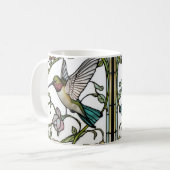 Elegant hummingbird artwork botanical boho chic koffiemok (Voorkant links)