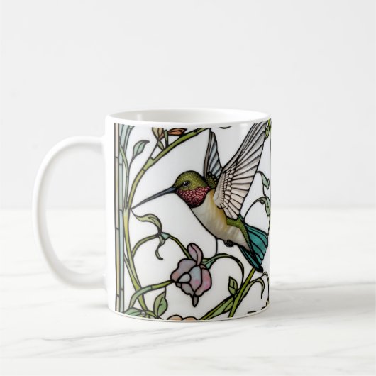 Elegant hummingbird artwork botanical boho chic koffiemok (Links)