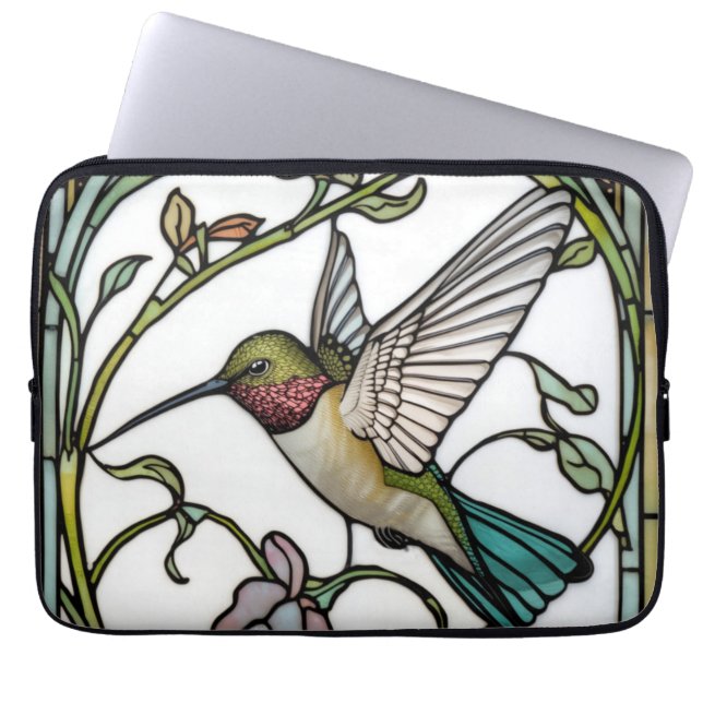 Elegant hummingbird artwork botanical boho chic laptop sleeve (Voorkant)