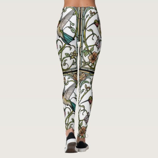 Elegant hummingbird artwork botanical boho chic leggings (Achterkant)