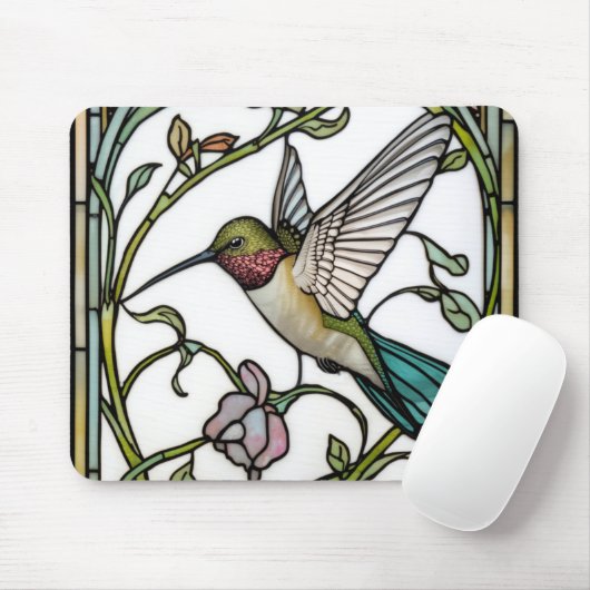 Elegant hummingbird artwork botanical boho chic muismat (Met muis)