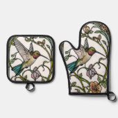 Elegant hummingbird artwork botanical boho chic ovenwant & pannenlap set (Voorkant)