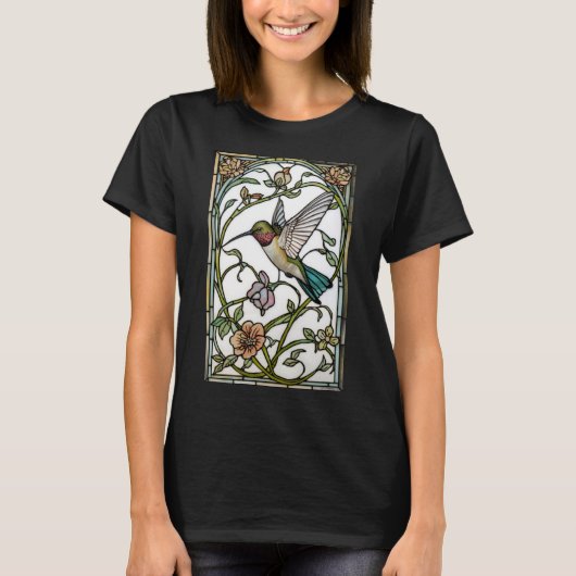 Elegant hummingbird artwork botanical boho chic t-shirt (Voorkant)