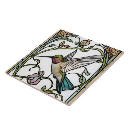 Elegant hummingbird artwork botanical boho chic tegeltje (Zijkant)