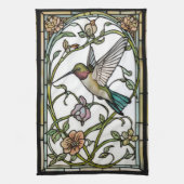 Elegant hummingbird artwork botanical boho chic theedoek (Verticaal)