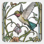 Elegant hummingbird artwork botanical boho chic vierkante sticker (Voorkant)