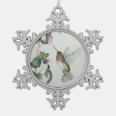 Elegant Hummingbird Flower Snowflake Ornamke Tin Sneeuwvlok Ornament (Voorkant)