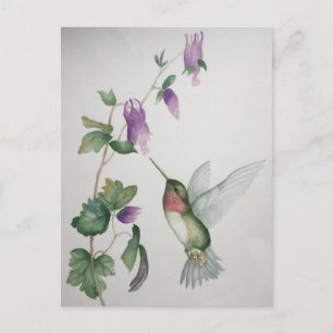 Elegant Hummingbird Garden Waterverf Briefkaart