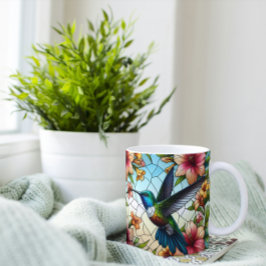 Elegant Hummingbird Glas in lood Effect Koffiemok
