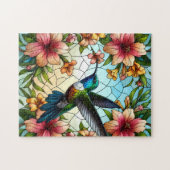 Elegant Hummingbird Glas in lood Effect Legpuzzel (Horizontaal)