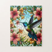 Elegant Hummingbird Glas in lood Effect Legpuzzel (Verticaal)