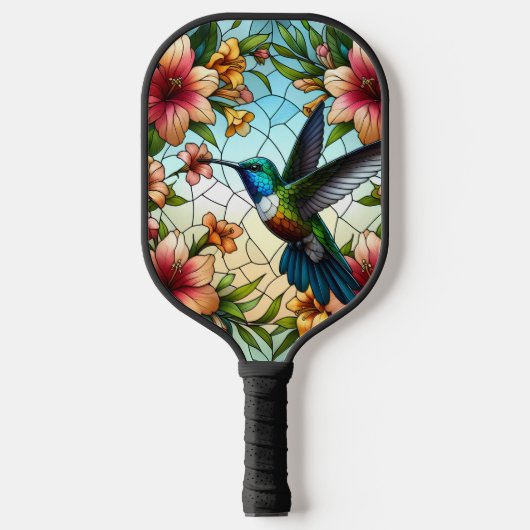 Elegant Hummingbird Glas in lood Effect Pickleball Paddle (Voorkant)