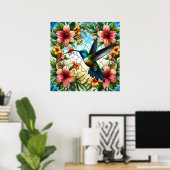 Elegant Hummingbird Glas in lood Effect Poster (Thuiskantoor)