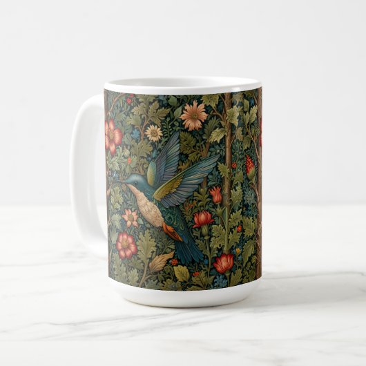 Elegant Hummingbird kunstwerk bohemian floral Koffiemok (Voorkant links)