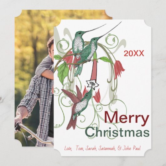 Elegant  Hummingbird Merry Kerstmis Feestdagenkaart (Voorkant / Achterkant)