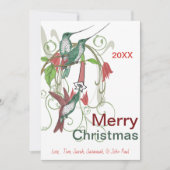 Elegant  Hummingbird Merry Kerstmis Feestdagenkaart (Voorkant)