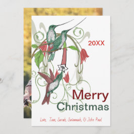 Elegant  Hummingbird Merry Kerstmis Feestdagenkaart