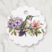 Elegant Hummingbird Paarse Bloemen Meisje Baby sho Bedankjes Labels (Achterkant)