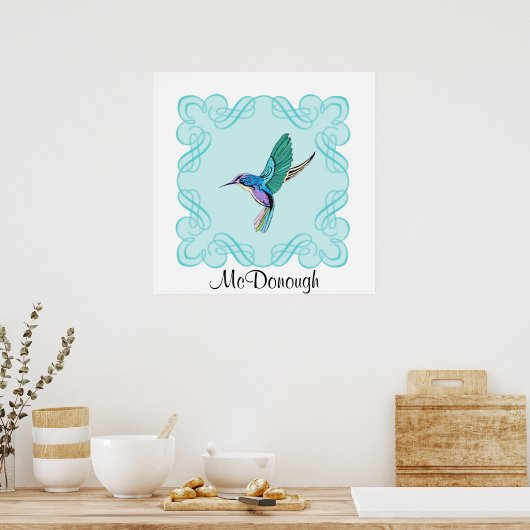 Elegant Hummingbird Poster (Keuken)