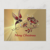 Elegant Hummingbird Red Floral Graphic Kerstmis Briefkaart (Voorkant)