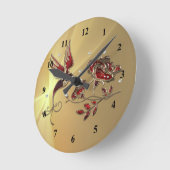 Elegant Hummingbird Red Floral Graphic Ronde Klok (Hoek)