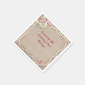 Elegant Hummingbird Romantic White Roses Pearls Servet (Hoek)