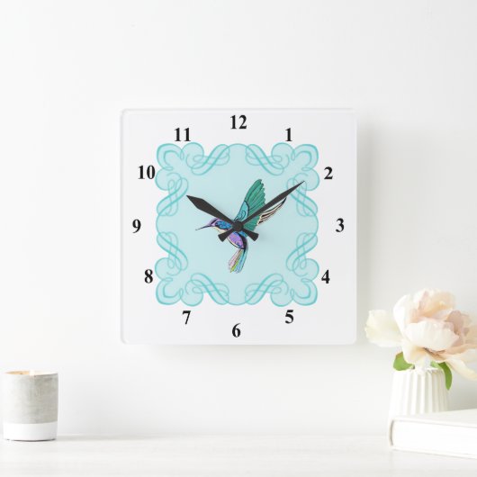  Elegant Hummingbird Vierkante Klok (Huis)
