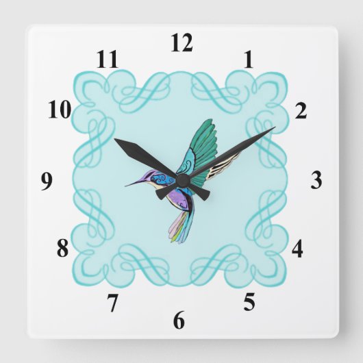  Elegant Hummingbird Vierkante Klok (Voorkant)