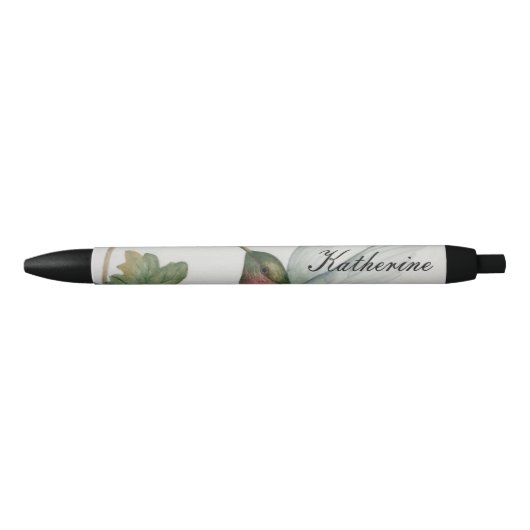 Elegant Hummingbird Waterverf Gepersonaliseerde pe Zwarte Inkt Pen (Voorkant)