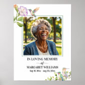 Elegant Hummingbirds Floral Photo Funeral Poster (Voorkant)