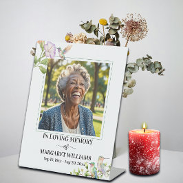 Elegant Hummingbirds Floral Photo Funeral Reclamebord Met Voetstuk