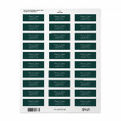 Elegant Hunter Green Custom Wedding Retouradres Etiket (Full Sheet)