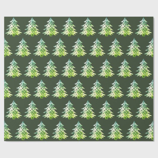 Elegant Hunter Green-kerstboompatroon Cadeaupapier (Vlak)