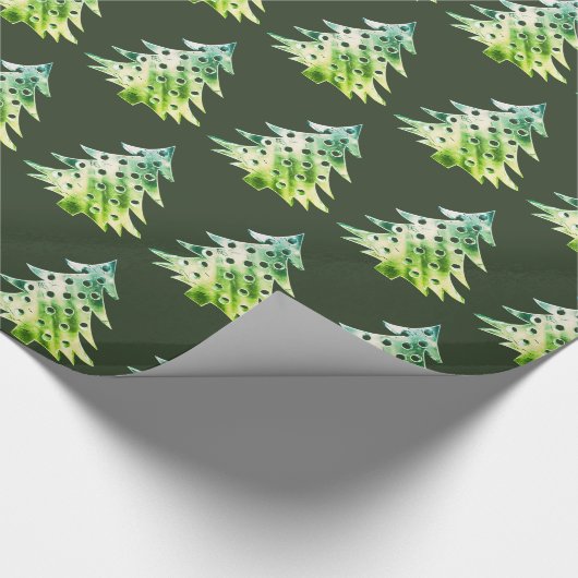 Elegant Hunter Green-kerstboompatroon Cadeaupapier (Hoek)