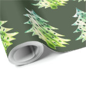 Elegant Hunter Green-kerstboompatroon Cadeaupapier (Rol Hoek)