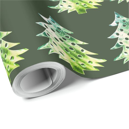 Elegant Hunter Green-kerstboompatroon Cadeaupapier (Rol Hoek)