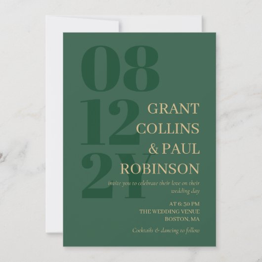 Elegant Hunter Green Tan Typografie Kaart (Voorkant)