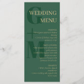 Elegant Hunter Green Tan Typography Wedding Menu (Voorkant)