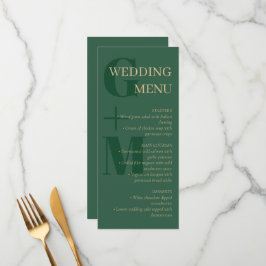 Elegant Hunter Green Tan Typography Wedding Menu