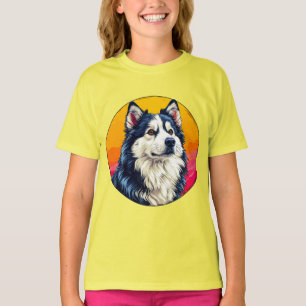 Elegant Husky-portret met levendige zonsondergang T-shirt