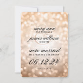 Elegant huwelijk / Elopement Copper Bokeh Lights Aankondiging (Voorkant)