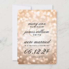 Elegant huwelijk / Elopement Copper Bokeh Lights Aankondiging