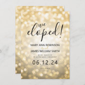 Elegant huwelijk / Elopement Gold Bokeh Lichten Aankondiging (Voorkant / Achterkant)