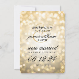 Elegant huwelijk / Elopement Gold Bokeh Lichten Aankondiging