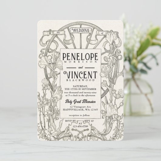  Elegant Huwelijk Kaart (Staand voorkant)