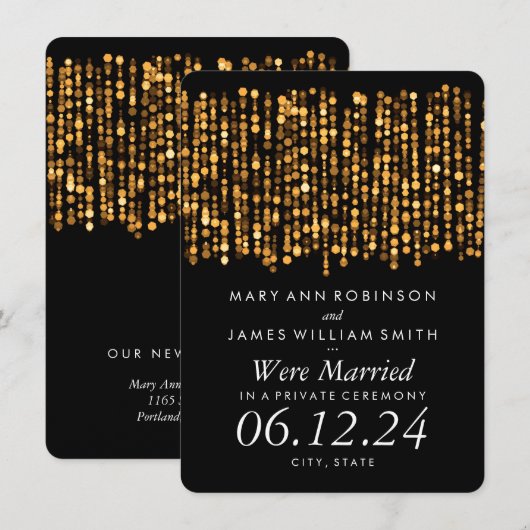 Elegant huwelijk/opkomst Modern Gold Lights Aankondiging (Voorkant / Achterkant)