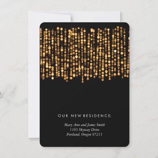 Elegant huwelijk/opkomst Modern Gold Lights Aankondiging (Achterkant)